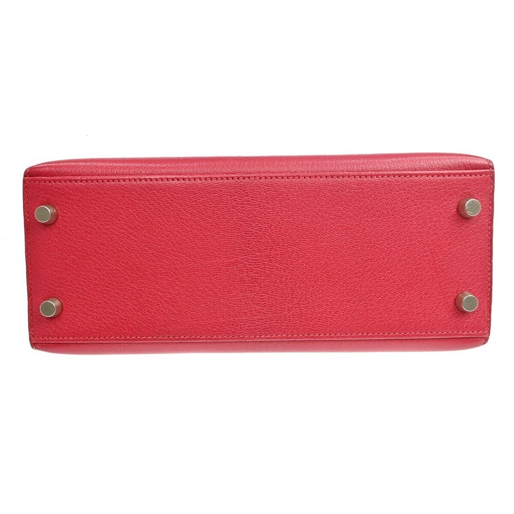 Hermes Kelly Red Chevre de Coromandel with Palladium Hardware 25 - Picture 3 of 14